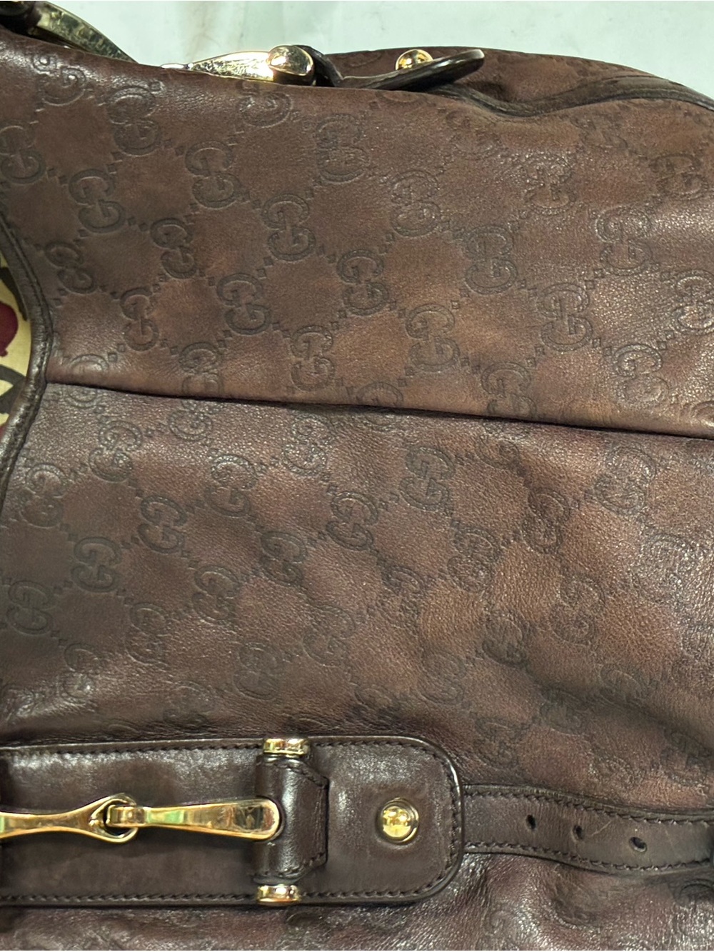 Gucci Dark Brown Braided-Handle Monogram Shoulder Bag - Picture 3 of 10